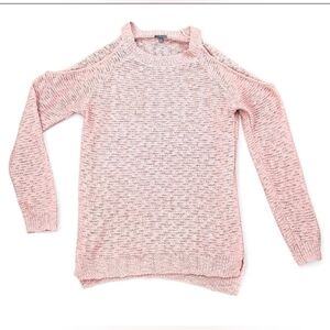 Cold Shoulder Open Knit Dusty Soft Pink Sweater Size Small